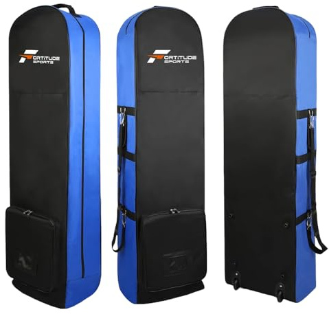 Fortitude Sports Golf Travel Bag, Golf Travel Case With Wheels, Thick Nylon Wheeled Waterproof Durable Protective Golf Flight Bag Cover 133cm x 37cm x 28cm (Black/Blue)