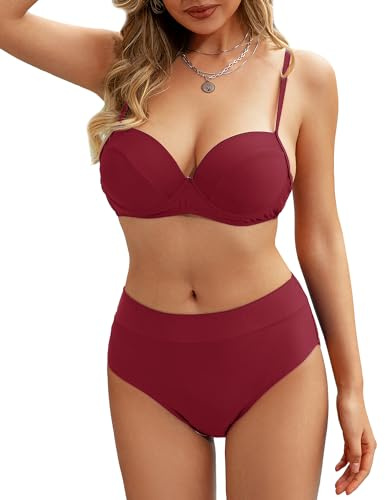 Rayson Bikini Push up Estampado Cintura Alta con Relleno Bañadores Mujer 2 Piezas Sexy Beachwear Traje de Baño Brasileño