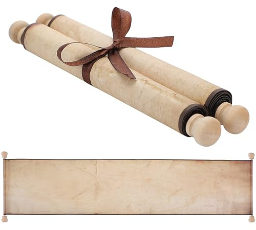 Epakh 1 Roll Blank Paper Scrolls 9 x 72 Inches Scroll Paper Wrapped on Wood Rod for Writing, Drawing, Calligraphy, Wedding Vows, Invitation, Renaissance Festivals