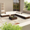 THOYTOUI 8-TLG. Garten-Lounge-Set, Gartengarnitur Set Garten essgruppe Balkonmöbel Lounge Biergartengarnitur Geeignet für Balkon Veranda Terrasse Garten mit Auflagen Poly Rattan Braun
