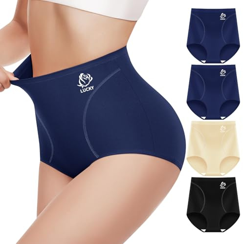 MIOTAN Women's Underwear 4 Pack Tummy Control High Waisted Ladies Panties Postpartum Compression Briefs,Multicolor,XL
