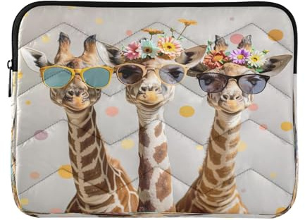 Borsa per laptop e tablet da donna con famiglia di giraffe, con occhiali da sole, borsa per computer portatile da 15,6 pollici, custodia protettiva per computer portatile, borsa per laptop da donna