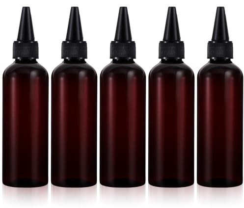 Wanmu 5 Stück Applikator Flasche mit Spitze, 100ml Applikatorflasche für Haare Squeeze Flasche Transparente, Haaröl-Applikator Plastik Quetschflasche, Leere Flaschen für Kleber Salon-Haarpflege