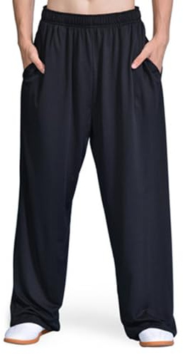 Pantalon Tai chi Qi Gong Femme, Pantalons Kung Fu Homme avec Poches, Pantalons de Arts Martiaux Yoga Entraînement élastique Taille(Size:l,Color:Noir)