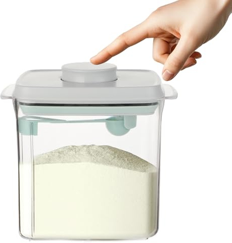 Dispensador de leche en polvo, 1,7 L, recipiente de polvo sellado con cuchara, caja portátil de leche en polvo, caja de almacenamiento de proteínas en polvo, adecuado para almacenar leche en polvo y