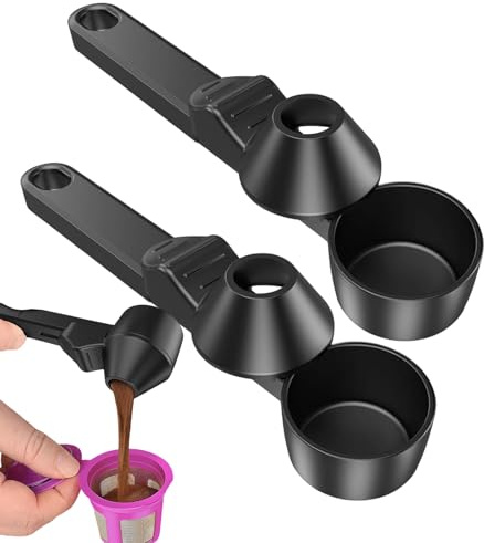 GkgWuxf Cuchara Medidora De Café | 2 Piezas Cuchara para Café Molido con Embudo - Reutilizable Ajustable Para Polvos De Cocina Hogar Cafetería Té