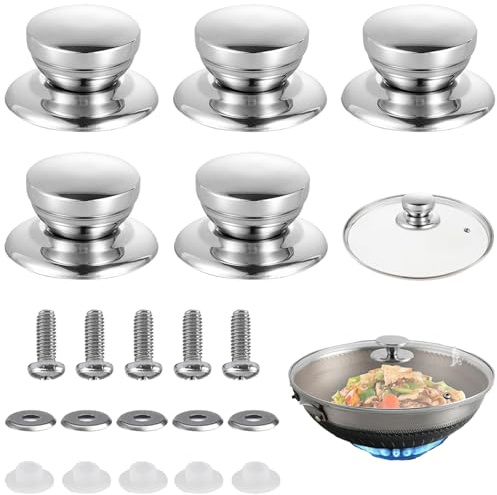 Persiiious 5 Pièces Poignée Couvercle Casserole, Boutons de Couvercle de Pot, Ustensiles de Cuisine Remplacement (avec Vis), Résistants à la Chaleur, Pour Poêle, Marmite Les Ustensiles De Cuisine