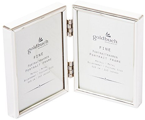 goldbuch 960266 Galerierahmen Fine, Foto Rahmen für 2 Bilder im Format 6x9 cm, Bilderrahmen aus Metall, Fotorahmen 27,5x18,5x1 cm, Rahmen, Doppelrahmen mit 2 Schanieren, Portraitrahmen Silber