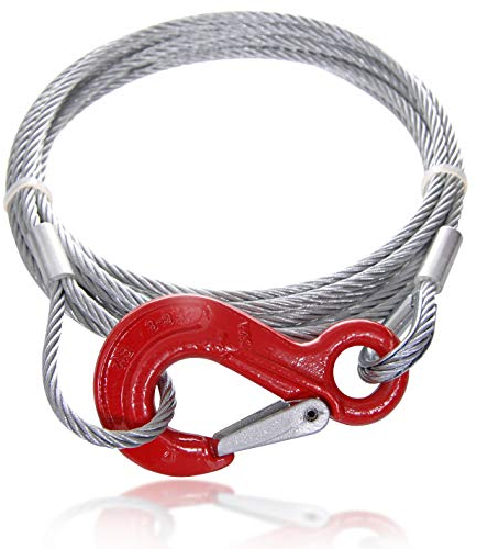 Drahtseile24 Stahlseil mit Haken und Öse – Anschlagseil mit Haken & Schlaufe, Forstseil | 5mm – 14mm | 2m – 100m | Ø14mm / 2.000kg Nutzlast | 3m