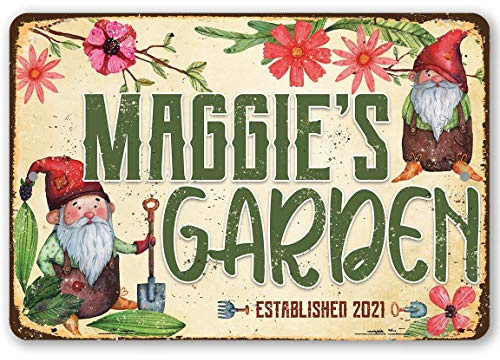Personalized Garden Sign - Classic Greenhouse Sign and Garden Accessories, Botanical and Dwarf Custom Gift for Gardeners, 8x12 or 12x8 Use Indoor or Outdoor Rustic Style Metal Tin Sign