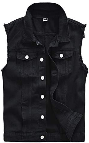 Gilet de Biker Décontracté Homme Veste en Denim Gilet Jean Cowboy Blouson Rétro Vintage Gilet Slim Fit Veste sans Manches Casual Outwear