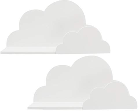 Carousel Home Gifts PACK of 2 Baby Nursery Child's Bedroom Playroom Cloud Shaped Floating Book Shelf | White Floating Shelves | 40 x 20 cm Children's Cloud Shelves For Nursery