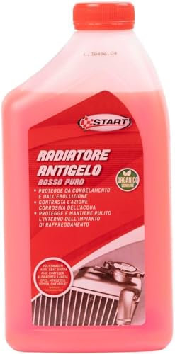 Start - Liquido Radiatore Antigelo Puro Rosso Long Life 1 Litro - Concentrato Oat da Diluire, Protezione Fino a -40°C, Anticorrosivo Lunga Durata per Motori Moderni Auto, Veicoli e Macchinari