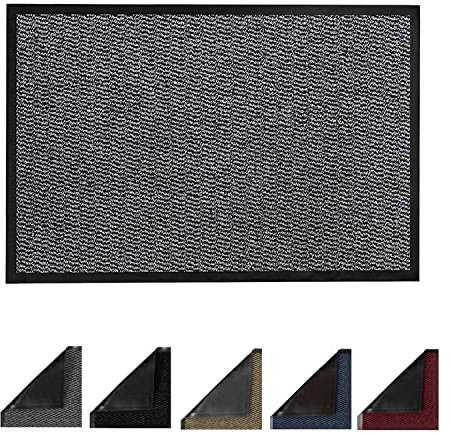 JKZ RUG AND DOORMATS Door Mats Non-slip Barrier Mat Indoor/Outdoor Kitchen Mat Heavy Duty Material Rubber Backed Door Mat Super Absorbent Small Large Barrier Mats Rugs (40 x 60 cm, Anthracite Grey)