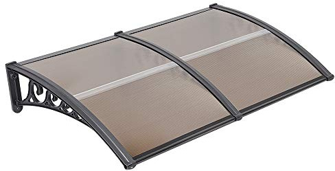 Marquise de Porte Exterieur, Auvent Porte d’Entrée en Polycarbonate, Auvents de Porte et de fenêtre,Porte d'entrée,Auvent en Arche- Protection Contre la pluie-100 * 200 cm-Marron