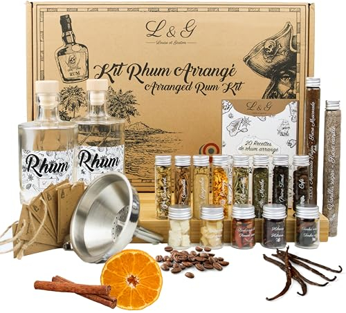 L&G® - Kit Préparation et infusion rhum arrangé - Idees cadeaux - Coffret cadeau DIY Dégustation surprise - Noel, Saint Valentin, fêtes, anniversaire - Fabriqué en France - Ingrédients de qualité