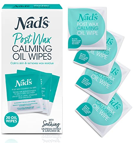 Nad's Post Wax Calming Oil Wipes - Refill Pack With 20 Wipes, Wax Remover