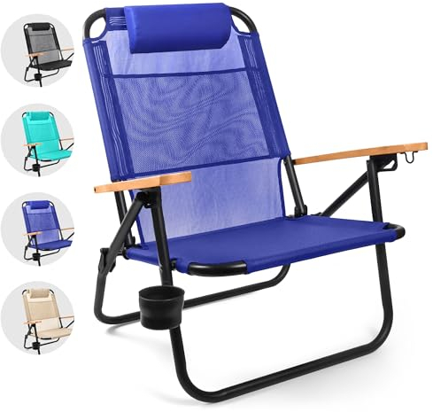 Water Buffalo Bondi Beach Chair – Backpack Beach Chair for Adults with Reclining Positions, Cup Holder & High Back Support