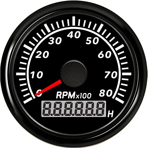ELING 52MM Varvräknare 8000RPM Mätare REV-räknare med timräknare 9-32V för bilracing