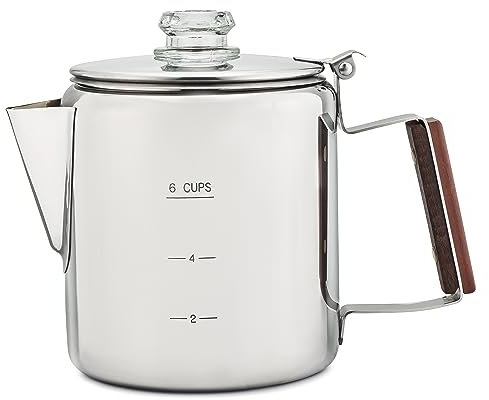 COLETTI Bozeman Coffee Percolator — Camping Coffee Makers, Stove Top Percolator Coffee Pot — NO Aluminum or Plastic [6 cup]