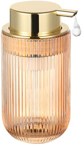 LEICURACE Glass Foam Soap Dispenser, Refillable Faming Dispenser with Gold Pump, Foam Hand Soap Dispenser for Bathroom Kitchen, Modern Home Bathroom Decor （Foam Type/Gold）