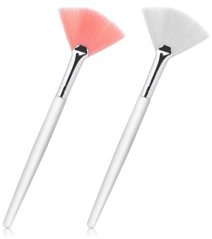 Bewudy 2 Pcs Fan Brushes - Soft Facial Applicator Brushes, Glycolic Acid Mask Peel Applicator for Mud Cream Makeup Peel