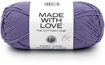 Lion Brand Yarn, Tom Daley Made with Love The Cottony One Yarn for Crocheting, Knitting, and Crafts, Knit1Purple1, 1 Pack