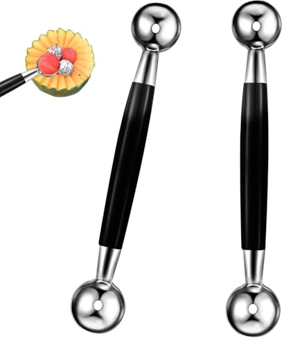 2 st dubbelsidig melonballer, runda melonbollar fruktballer skopa melon baller skopa rostfritt stål melon baller melon skopa dubbel skopa glass kon dubbel efterrättsskopa för frukt is