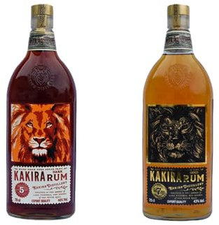 Kakira Rum Pair | African Dark & Gold Rum | Aged 5 & 7 Years | Pot Distilled & Solera Aged | Handcrafted in Uganda | 2 x 70cl | 40% & 43% ABV