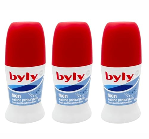 Byly Men Deodorante Uomo Roll-On 50 ml – Azione Prolungata 72H, Doppia Quantità di Attivi Deodoranti, Anti-Odore, Freschezza Intensa (Men 3 Unità)