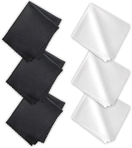 6 Pcs Glasses Cleaning Cloths,Glasses Cloth for Spectacles,Lens Microfibre Cloth Black & White Color Sunglasses Cleaner Kit for Lens,Eyewear,Screen Lint Free & Ultra Fine Eyeglasses Fabric(18cm×15cm)