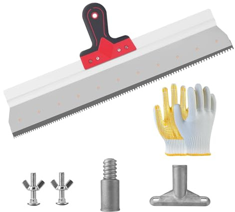 Espátula para superficies grandes, 560 mm, espátula dentada, con soporte de mango, masa de compensación para una aplicación uniforme de las masas de revestimiento del suelo
