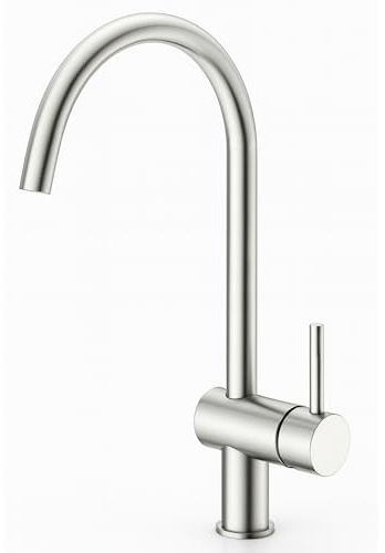 Caimen Rubinetto miscelatore da cucina cromato, design moderno a leva singola, corpo in ottone massiccio, bocca girevole, facile installazione