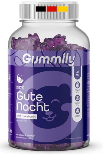 Gommici di melatonina per dormire per bambini – dose delicata da 0,5 mg – senza zucchero – Formula per dormire bene con vitamina B6, valeriana e lavanda – Deliziosa alternativa alle gocce e allo