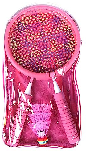 Juego de bádminton, raqueta infantil, raqueta para niños con 2 raquetas, 4 volantes, 1 bolsa de transporte, raqueta de bádminton para niños, raqueta, juguete deportivo con volantes, césped y patio