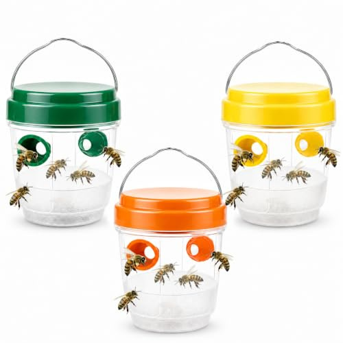 3 Piezas Trampa Avispas Exterior, Atrayente Atrapa Trampas para Avispas Exterior Reutilizable, Wasp Trap Desmontable, Antiavispas para Jardín Balcón Camping