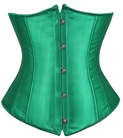Kelvry Midjekorsett för kvinnor, satin, med snörning, midjetränare, benad bustier, korsett som slutar under bysten