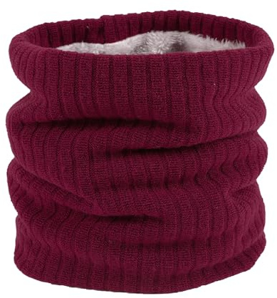 HGDGears Fleece Neck Warmer Windproof Thermal Knitted Snood Scarf for Men Women Thick Winter Cold Weather Knitted Circle Scarf for Outdoor Sports (Wine)