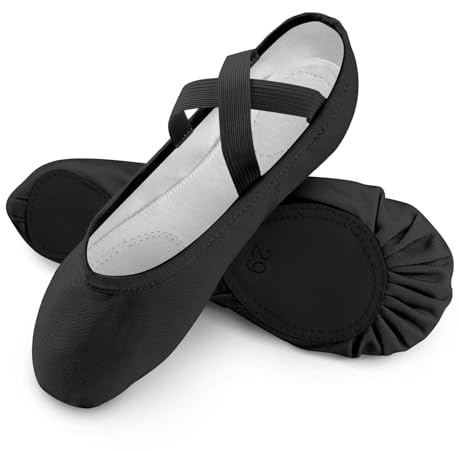 Girls Ballet Shoes Canvas Ballet Slipper Leather Split Sole Gymnastic Dance Flat Shoes for Women Children Adults