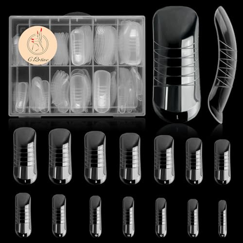 C12rtive 140 Pz Poly Extension Gel Dual Nail Forms,Nail Form Copertura Completa Unghie Acrygel Trasparente,con Scala Graduata per Gel Manicure Nail Art Design Salon fai da te a casa
