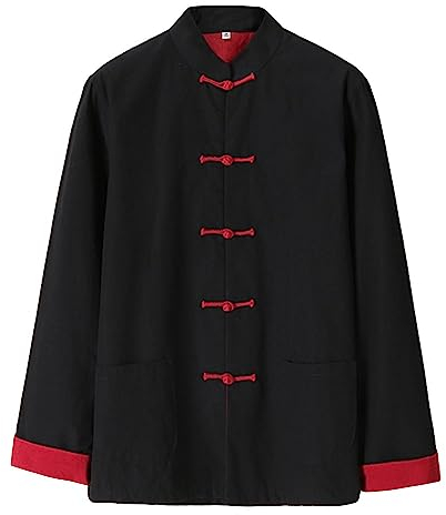 Rubruan Chinesische Kampfkunst Herren Jacke – Traditionelle Uniform Oberbekleidung für Kampfsport Kung Fu Tai Chi Wushu Männer Frauen Tang Stil Frühling Herbst Kleidung - Baumwolle