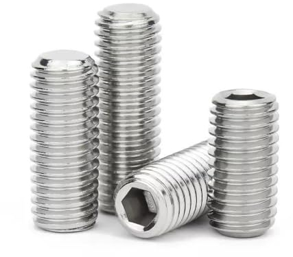 ORTAVA Lot de 10 vis sans tête M4 x 4 mm DIN 913 / ISO 4026 avec six pans creux (ISK) et embout conique, vis sans tête en acier inoxydable (argenté), Quincaillerie