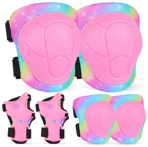 MHJY Knieschoner Kinder Schoner Inliner 6Pcs Protektoren Set Knie und Ellenbogenschützer Handgelenkschoner Jungen Mädchen Knieschützer Für Skates Rollschuhe Skateboard Fahrrad 3-8 Jahren