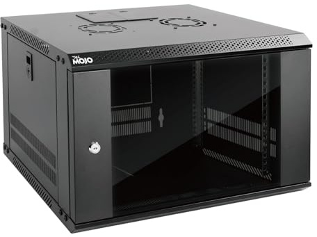 Tecmojo 6U 450mm Depth Wall Mount Server Cabinet IT Network Rack Enclosure, Lockable Door and Side Panels Black, Standard Glass Door, for 19” IT Equipment, A/V Devices, Flat Package