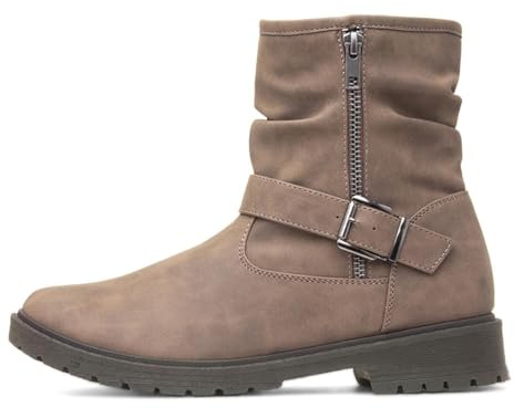 Lilley Womens Taupe Buckle Zip Up Ankle Boot - Size 7 UK - Brown