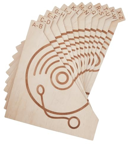SUPERFINDINGS 1 juego de 12 separadores de discos de madera A-Z para clasificar discos, tablero de etiquetas de vinilo, CD, almacenamiento de revistas y organización, divisor de compartimentos en