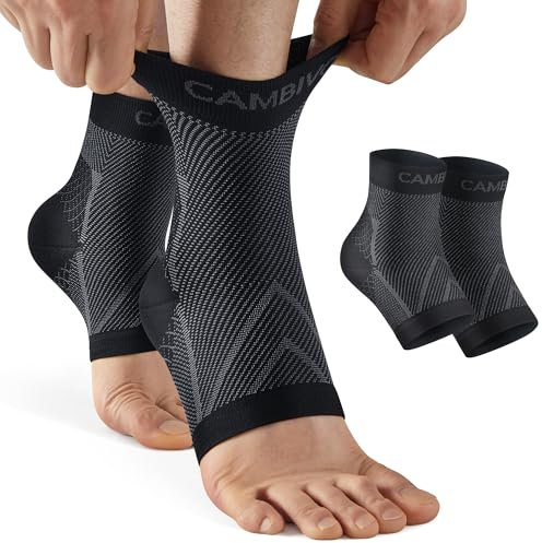 CAMBIVO Sprunggelenkbandage 2 Pack Links & Rechts, Knöchelbandage 15-20 mmHg Kompressionsstrümpfe ohne Toe für Schmerzlinderung, Tägliche Aktivitäten & Unterstützung