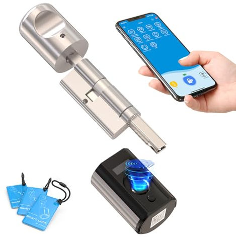 WELOCK Touch63 Türschloss Fingerabdruck,mit RFID Karte,APP,WiFi,Fingerabdruck Schloss haustür IP65,Elektronisches Türschloss,Einstellbarer Schließzylinder für Türen von 50-100mm,Smart Türschloss