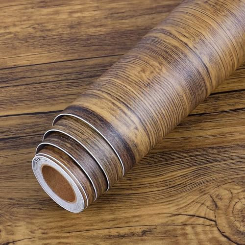 YENHOME Papier Peint Imitation Bois Marron Brun pour Porte 60x300cm Papier Collant pour Meuble Effet Bois Film Autocollant Décoratif Rouleau Vinyle pour Meuble Armoires Porte Comptoir Imperméable