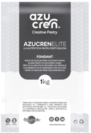 Azucren, Fondant 1 Kg, Pasta de Azucar, Perfecta para Cubrir Tartas, Modelar Decoraciones Sencillas y Flores o Decorar Cupcakes o Galletas, Con un Ligero Sabor a Limón, 1 Kg (Blanco)